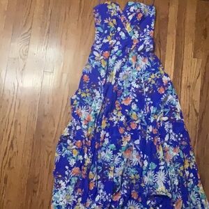 YUMI KIM size small blue floral silk maxi dress